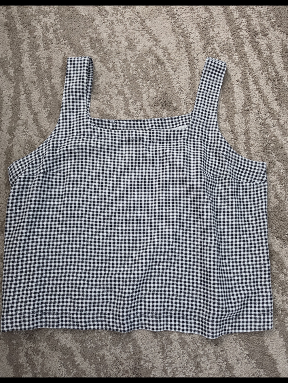 A New Day Black and White Gingham Square Neck Top XL